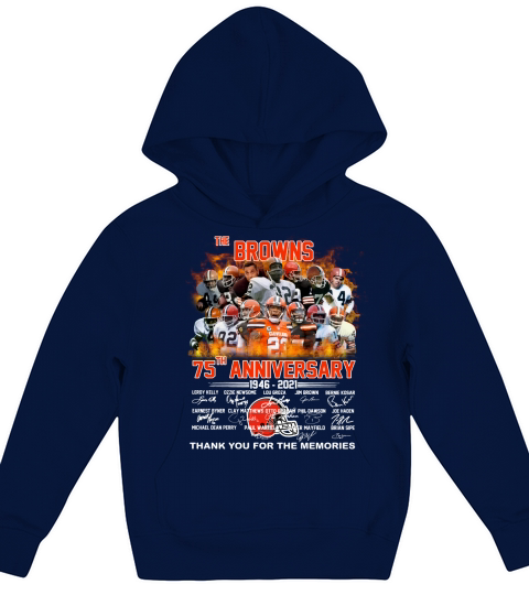 The Browns 75th Anniversary signatures thank you for the memories Kids Hoodie