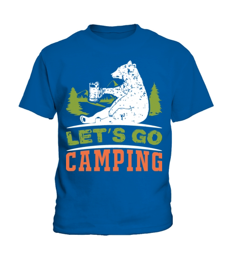 Lets Go camping bear drinking beer funy camp tee Kids T-Shirt