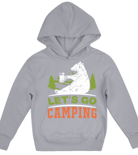 Lets Go camping bear drinking beer funy camp tee Kids Hoodie