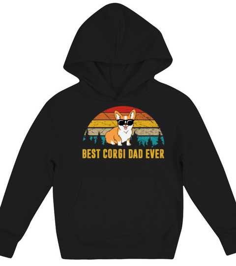 Dog Vintage Best Corgi Dad ever Daddy Fathers day Kids Hoodie