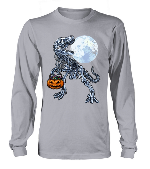 Skeleton Dinosaur Pumpkin Halloween Women's Long Sleeve