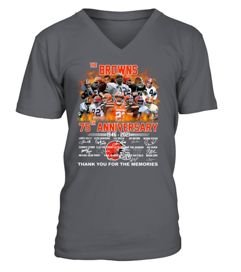 The Browns 75th Anniversary signatures thank you for the memories V-Neck T-shirt