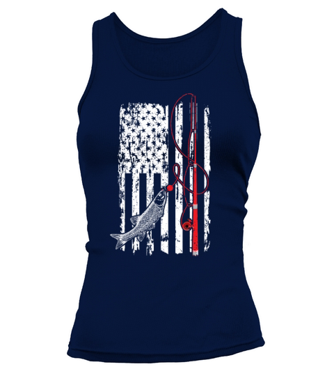 Vintage USA Flag Trout Fisherman Gift Patriotic Women's Tank Top