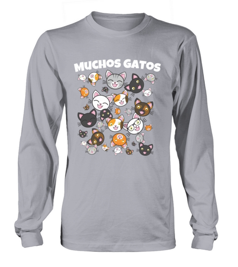 Muchos Gatos Funny Cat Face Shirt Women's Long Sleeve