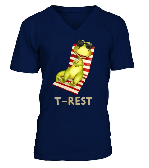 T-Rest T-Rex Cute Relax Holiday Beach Dinosaur Fun Men's V-Neck T-shirt