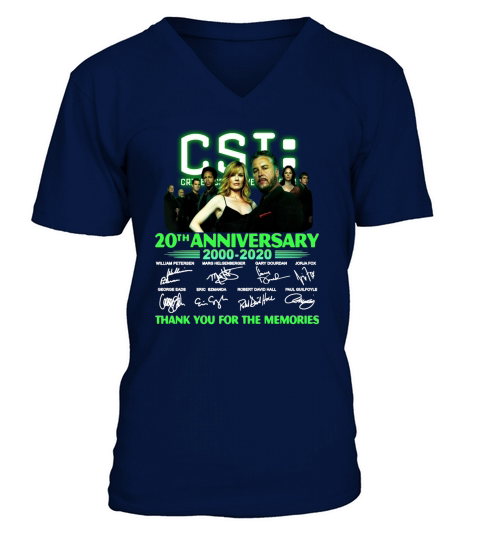 Csi Crime Scene Investigation 20th anniversary thank you for the memories signatures V-Neck T-shirt
