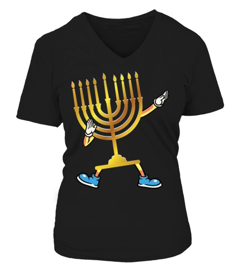 Dabbing Menorah Hanukkah Dancing Chanukah Kids Women's V-Neck T-shirt