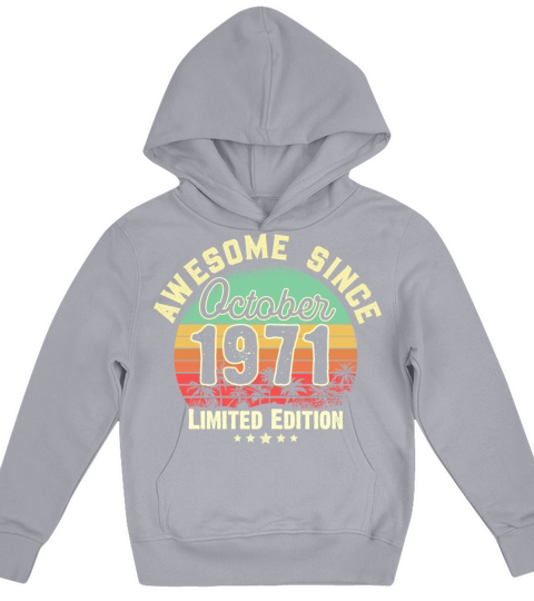 October 1971 50th Year Old Birthday Gift Retro Kids Hoodie