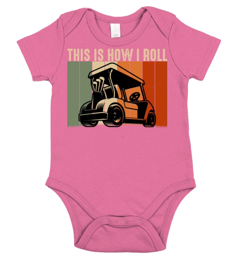 This is How I Roll Golf Cart Funny Golfers Retro Short Sleeve Baby One-Piece
