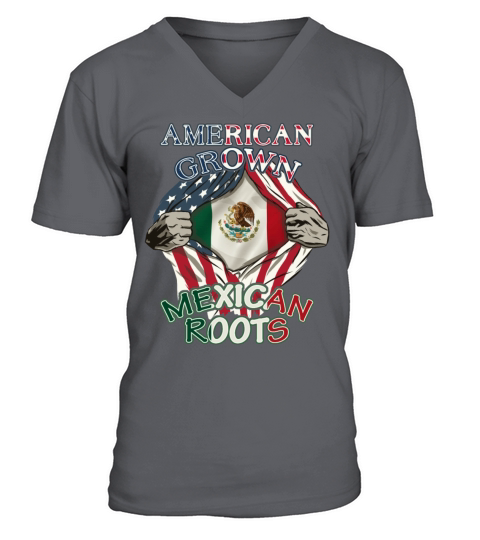 American Grown Mexican Roots Love Mexico USA Flag Men's V-Neck T-shirt