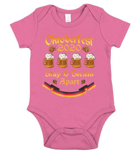 Oktoberfest 2020 Stay 6 Steins Apart a Funny Beer Short Sleeve Baby One-Piece