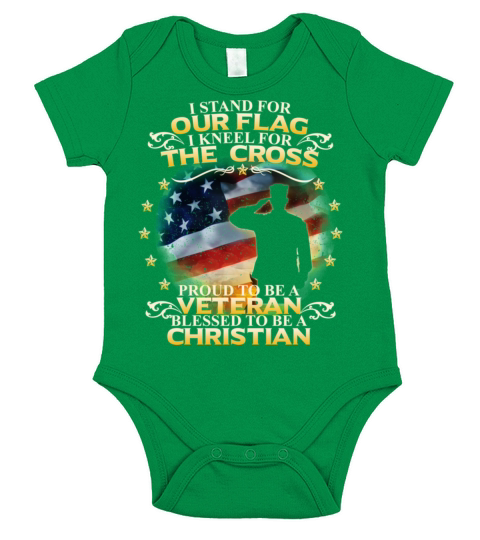 I Stand For Our Flag I Kneel For The Cross Christi Short Sleeve Baby One-Piece