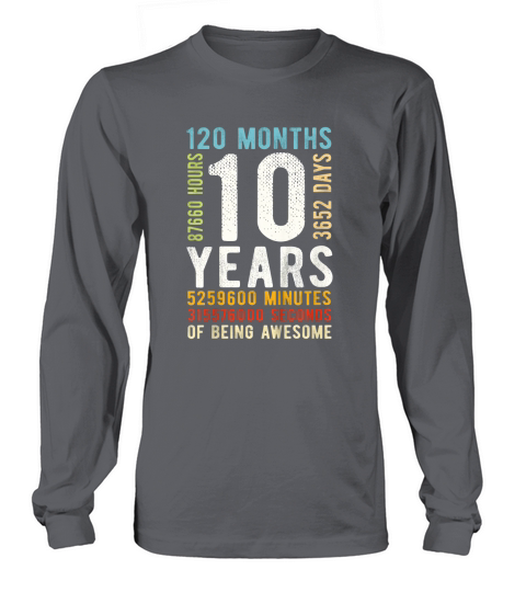 Kids 10th Birthday 10 Years Old Vintage Retro 120 Months Women's Long Sleeve
