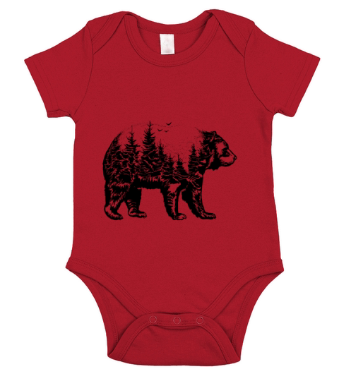 mountain bear Short Sleeve Baby One-Piece