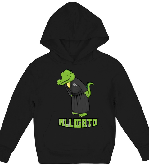Funny design alligator says thank you in japanese Kids Hoodie