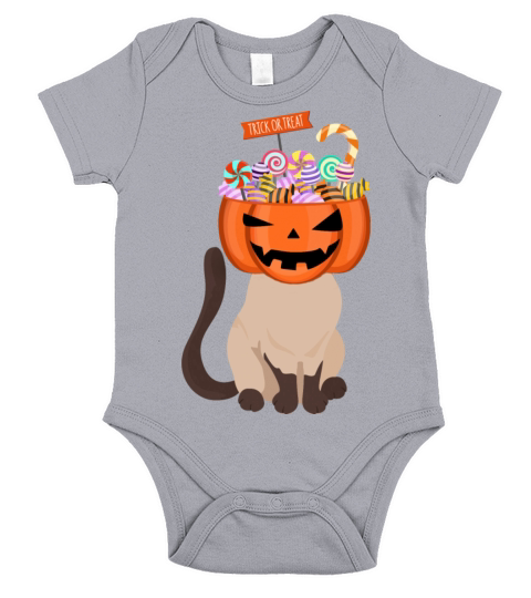 Halloween Cat With Jack-o-lantern - Meoween Short Sleeve Baby One-Piece