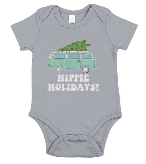 Hippie Holidays! Retro &amp;amp; Funny Christmas Tree Van T-Shirt Short Sleeve Baby One-Piece