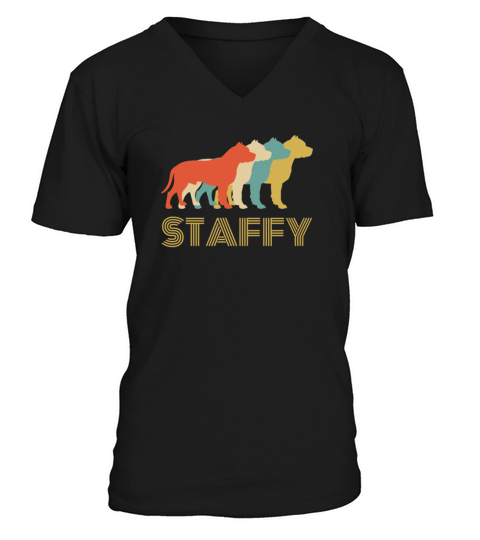 Staffordshire Bull Terrier Staffy Dog Vintage Look Men's V-Neck T-shirt