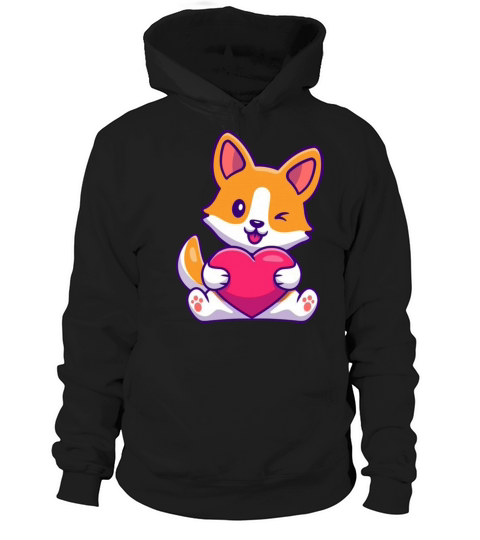 Cute Corgi Dog Holding Heart Women's Hoodie