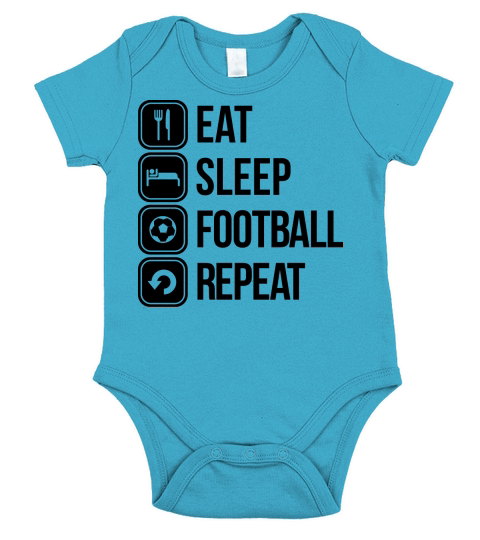 eat sleep football repeat Short Sleeve Baby One-Piece