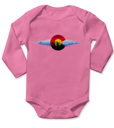 Colorado Mountains Flag Outdoor Gift Long Sleeve Baby One-Piece