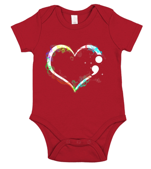 Official Heart Semicolon – Mental Health shirt Short Sleeve Baby One-Piece