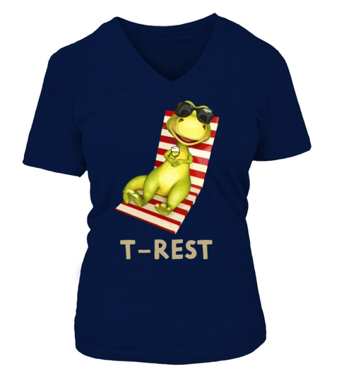 T-Rest T-Rex Cute Relax Holiday Beach Dinosaur Fun Women's V-Neck T-shirt
