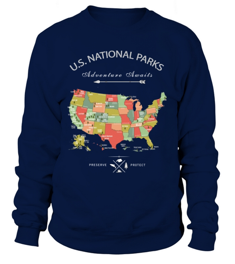 national park map vintage t shirt all 59 national parks Sweatshirt Unisex