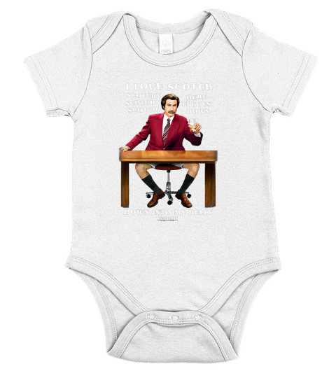 Anchorman Ron I Love Scotch Premium Short Sleeve Baby One-Piece