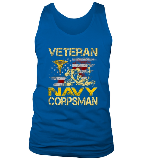 Proud Veteran Navy Corpsman Flag Vintage 4th of July Tank Top Unisex