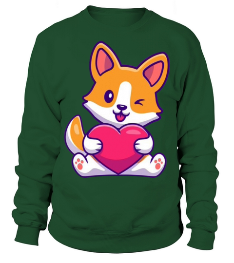 Cute Corgi Dog Holding Heart Men's Sweatshirt
