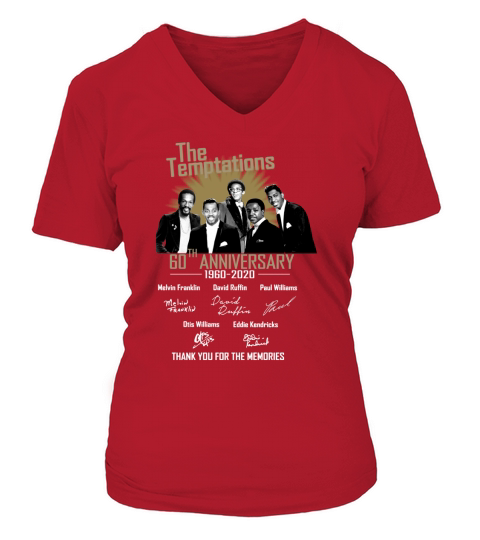 The Temptations 60th Anniversary 1960 2020 Thgank You For The Memories Signatures V-neck T-Shirt Woman