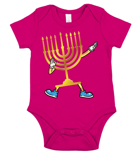 Dabbing Menorah Hanukkah Dancing Chanukah Kids Short Sleeve Baby One-Piece