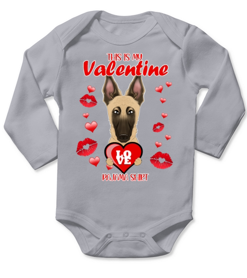 This Is My Valentine Pajama I Malinois Long Sleeve Baby One-Piece