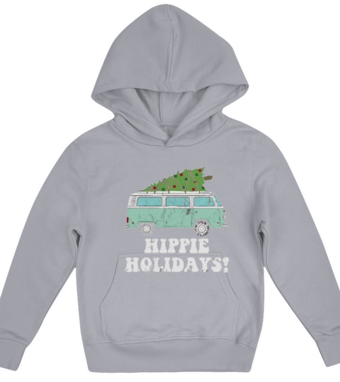 Hippie Holidays! Retro &amp;amp; Funny Christmas Tree Van T-Shirt Kids Hoodie