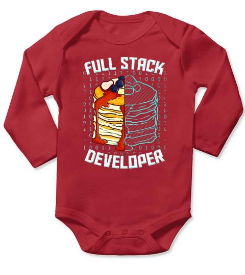 Full Stack Developer Funny Pancake Web Coder Programmer Gift Long Sleeve Baby One-Piece