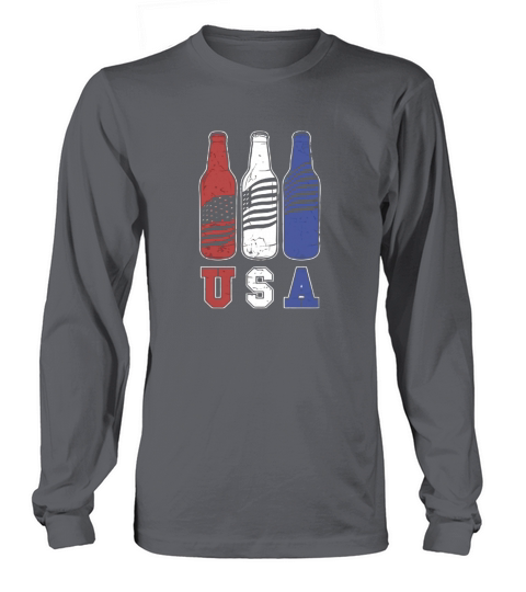 Mens Memorial Day Shirt - American Flag Beer Drinking Merica Tee Long sleeved Unisex