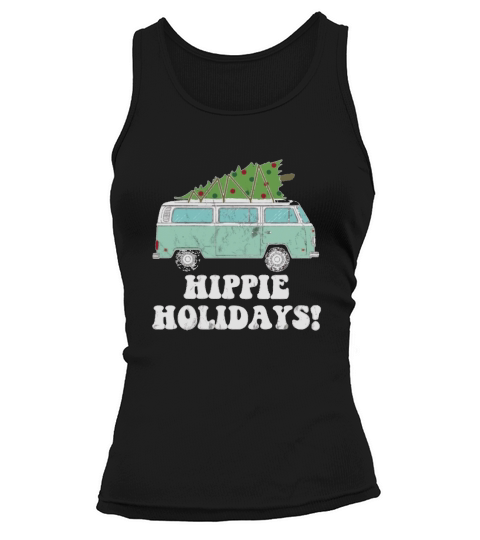Hippie Holidays! Retro &amp;amp; Funny Christmas Tree Van T-Shirt Tank top Woman