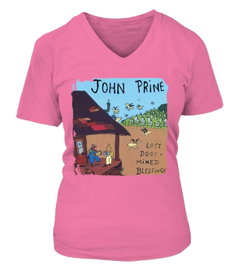 Mens Print John Prine Logo V-neck T-Shirt Woman