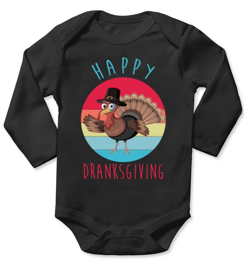 Vintage Happy Dranksgiving Drinksgiving Turkey Tha Long Sleeve Baby One-Piece