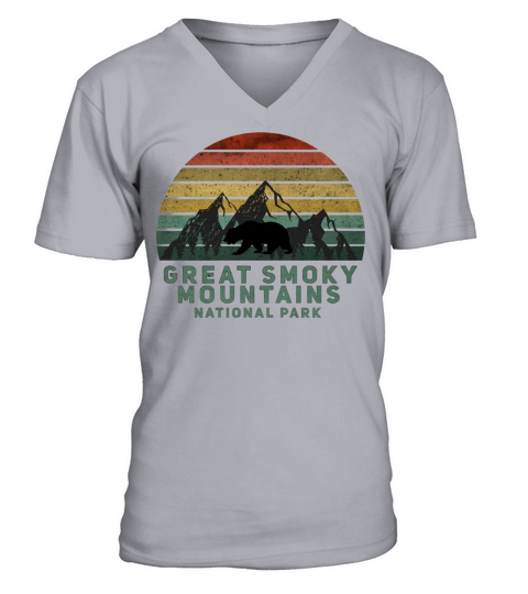 Vintage Great Smoky Mountains National Park Bear Men's V-Neck T-shirt