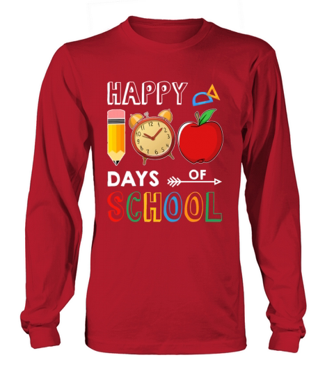 Happy 100 Days of School Funny T-shirt Men's Long Sleeve