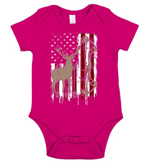 American Deer Hunting Bow Hunter Flag Accessories Short Sleeve Baby One-Piece