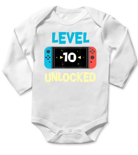 Level 10 unlocked Switch Gamer 10th Birthday Long Sleeve Baby One-Piece