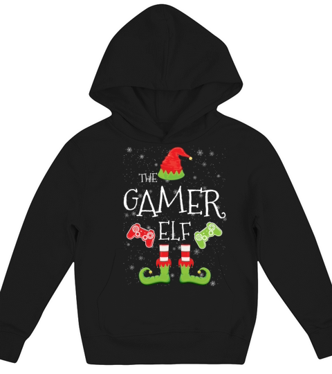 Gamer Elf Family Matching Christmas Group Funny Kids Hoodie