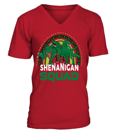 Shenanigan squad rainbow light green V-Neck T-shirt