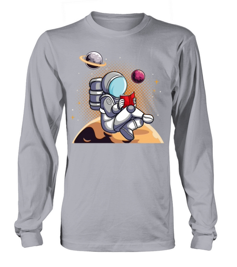 Bookworm Astronaut Reading Book in Space Men's Long Sleeve