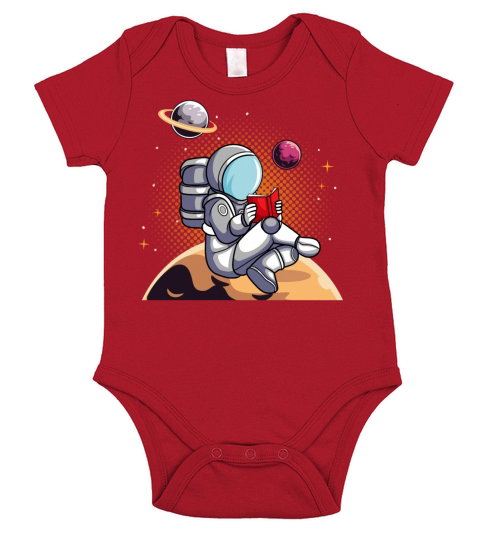 Bookworm Astronaut Reading Book in Space Short Sleeve Baby One-Piece