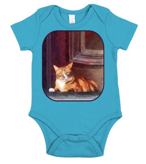 Cats - Orange Tabby in Doorway Short Sleeve Baby One-Piece