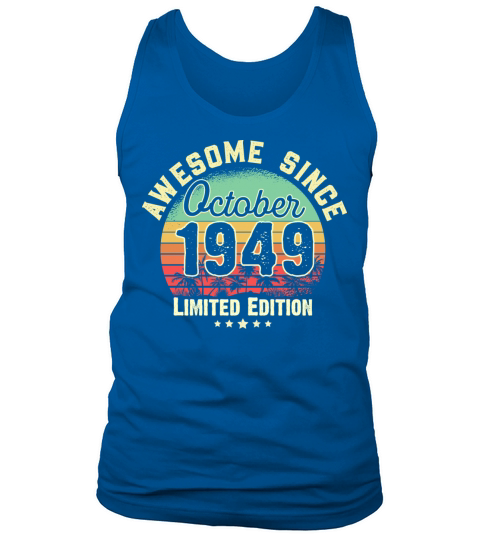 October 1949 72nd Year Old Birthday Gift Retro Men's Tank Top